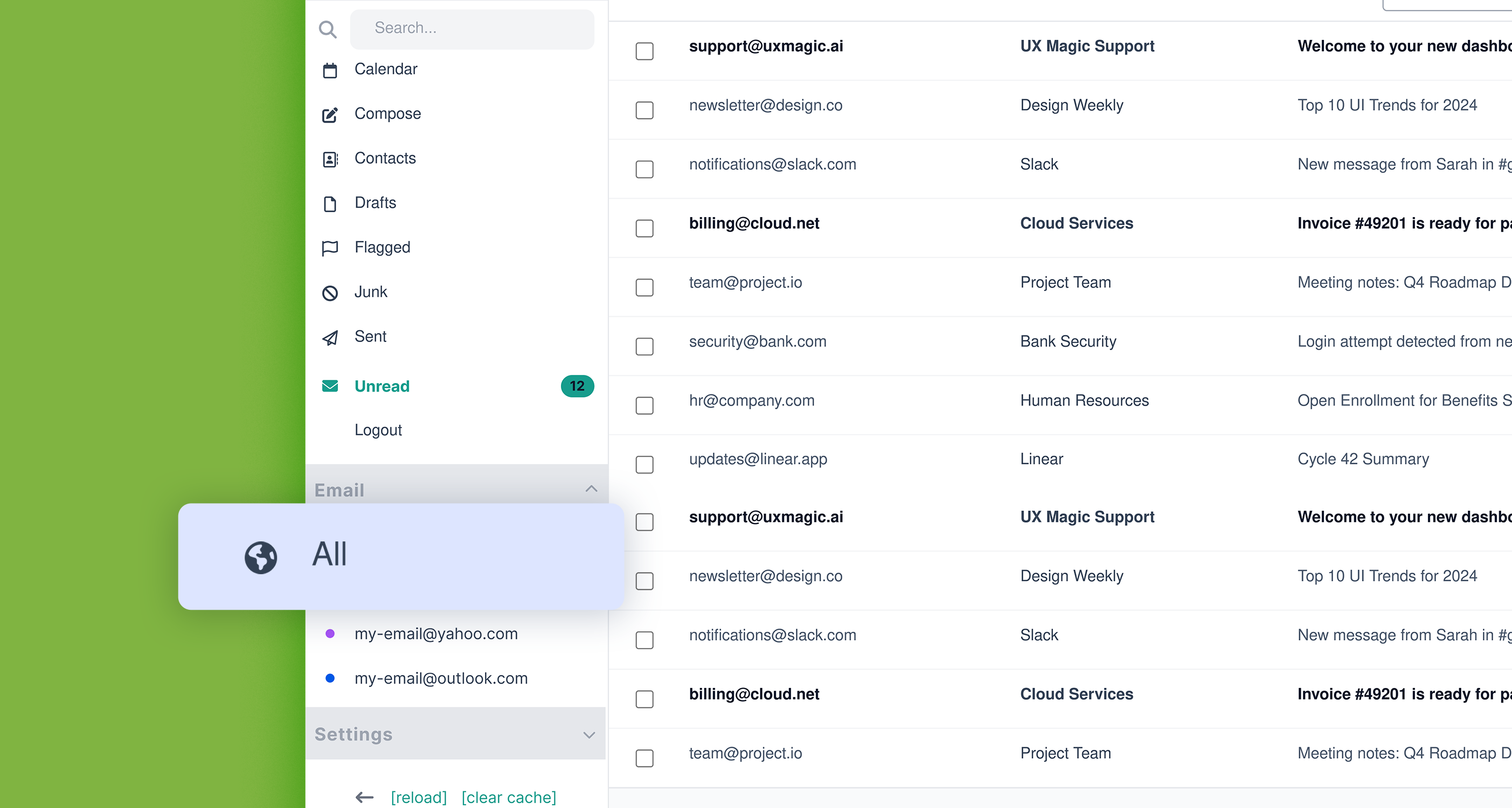 Cypht combined inbox screenshot