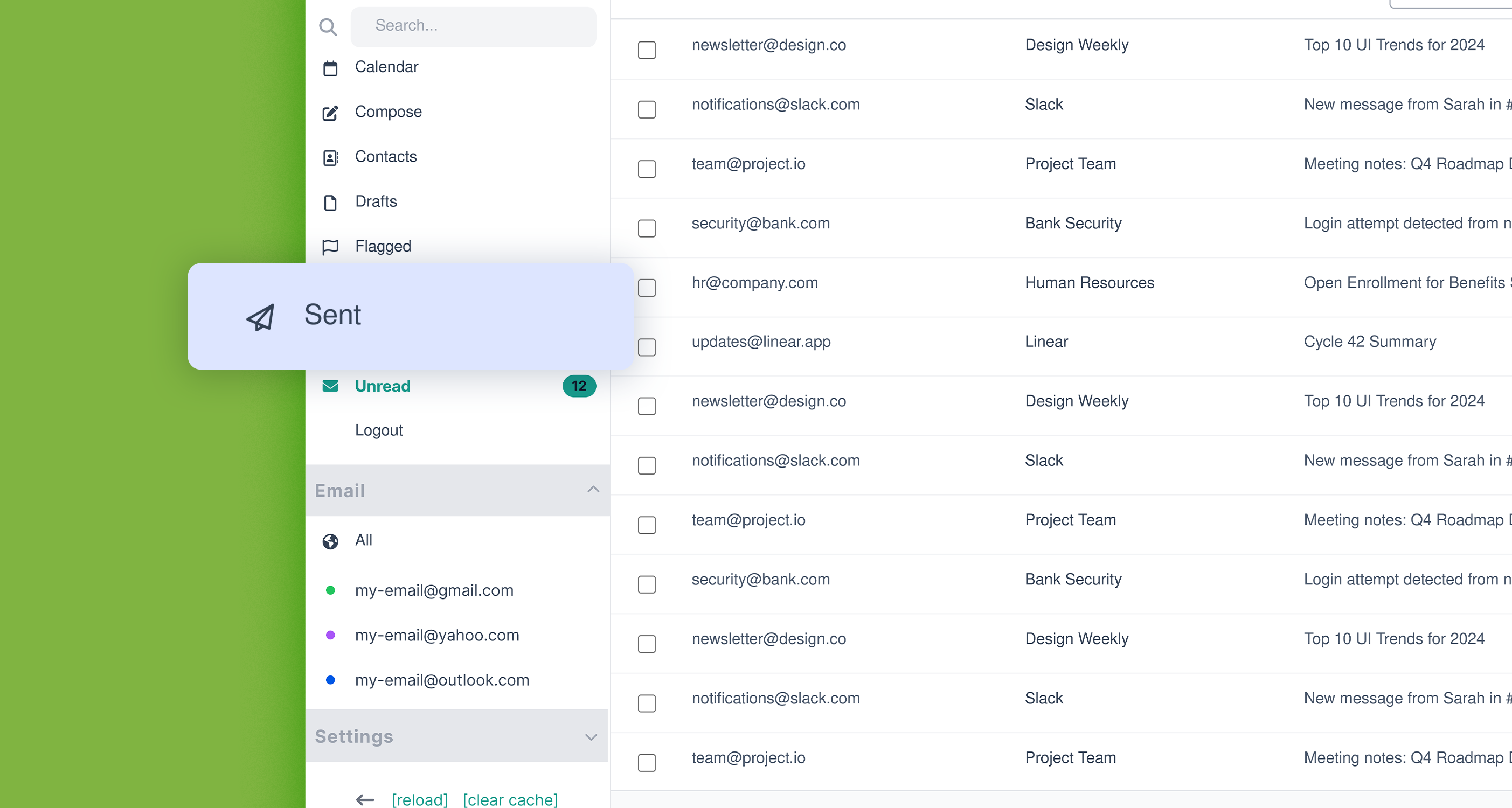 Cypht sent messages screenshot