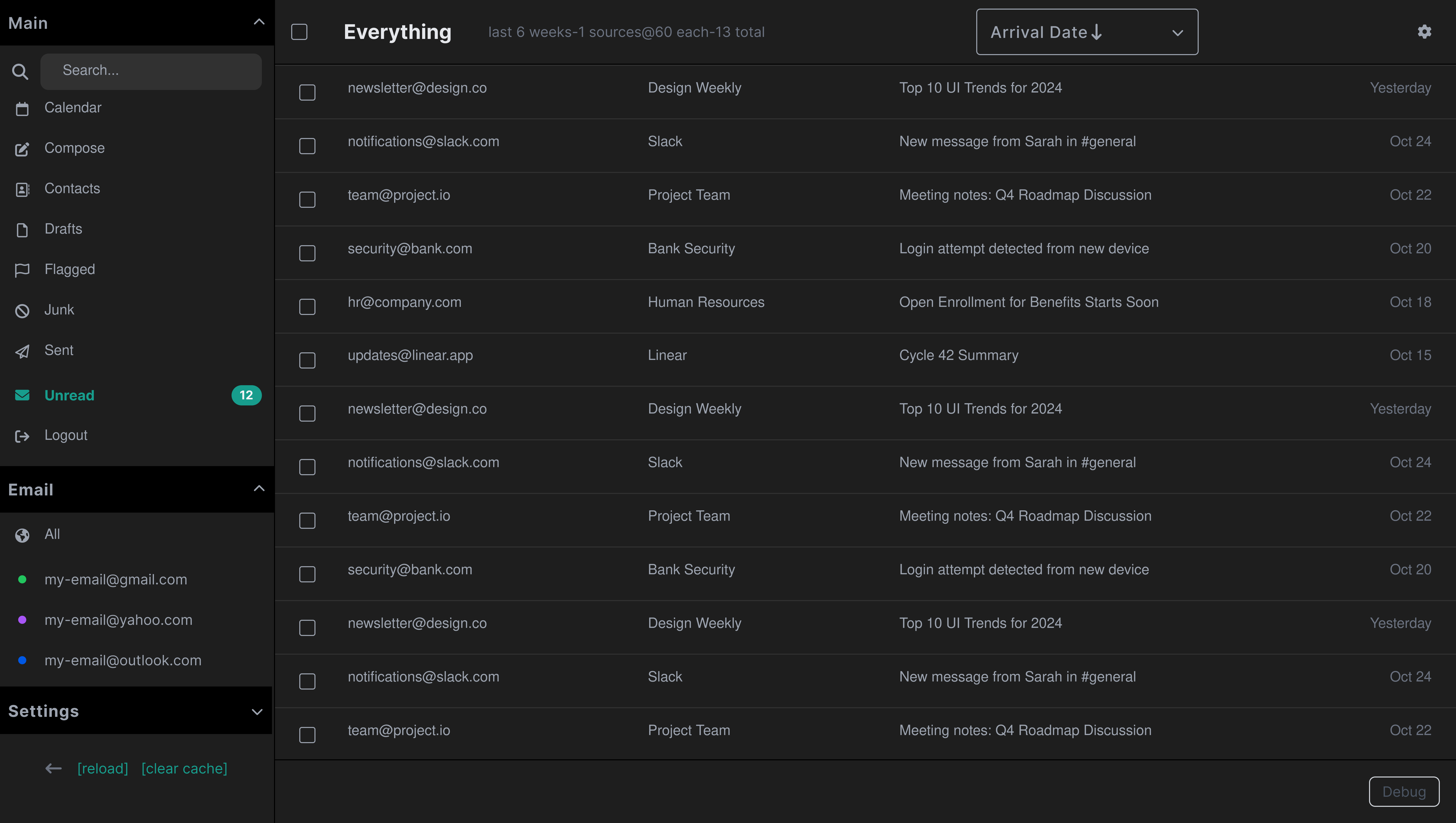 App preview - dark mode